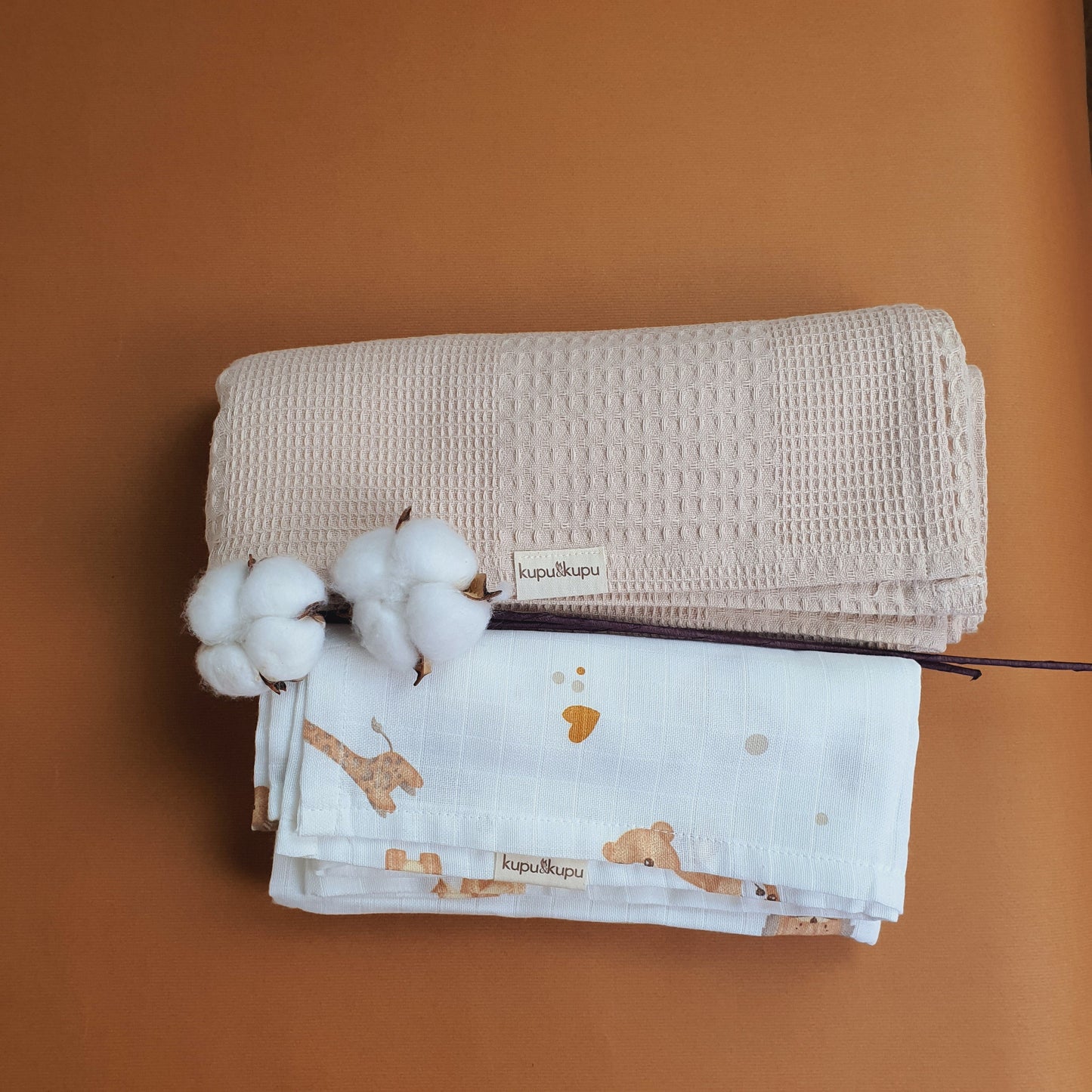 Waffle Pike & Salyangoz Baskılı Müslin Örtü Seti