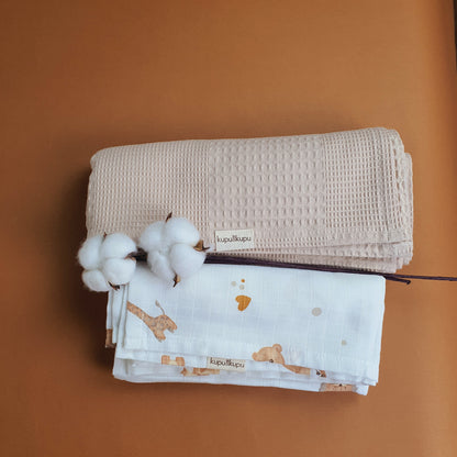 Waffle Pike & Aslan Baskılı Müslin Örtü Seti