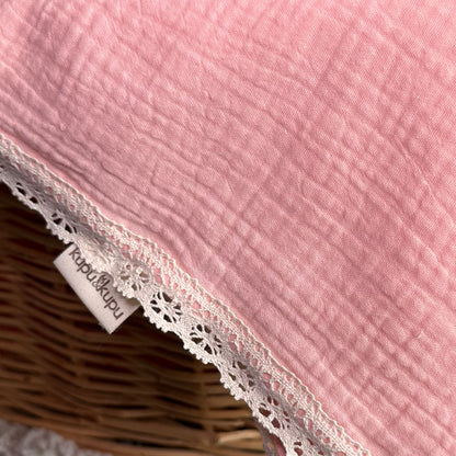 3'lü Ağız Mendili ve Müslin Örtü Seti - Pudra