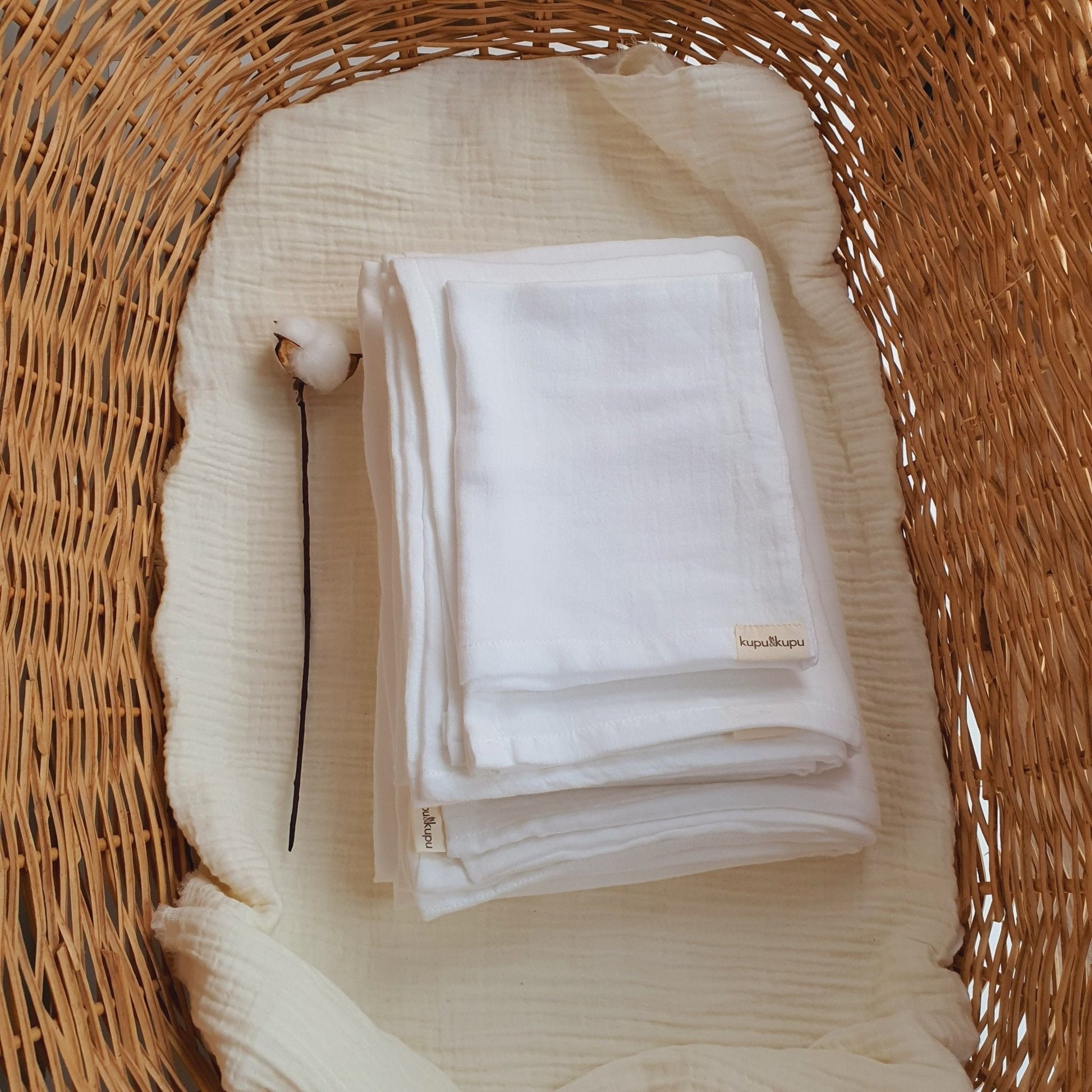 Müslin Kumaş Bebek Nevresim Takımı - Bali - Beyaz - Kupu&Kupu - 
