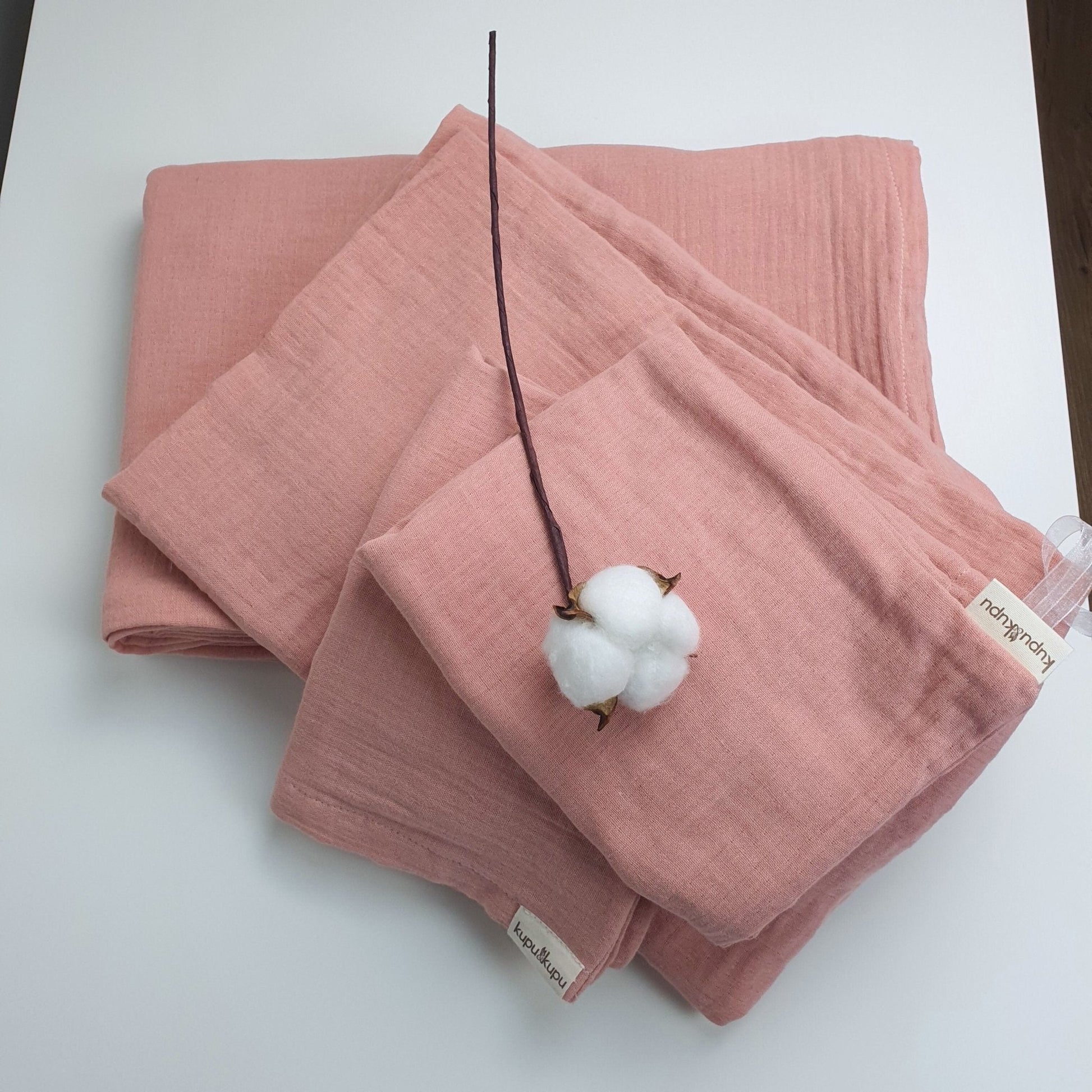 Müslin Kumaş Bebek Nevresim Takımı - Bali - Beyaz - Kupu&Kupu - 