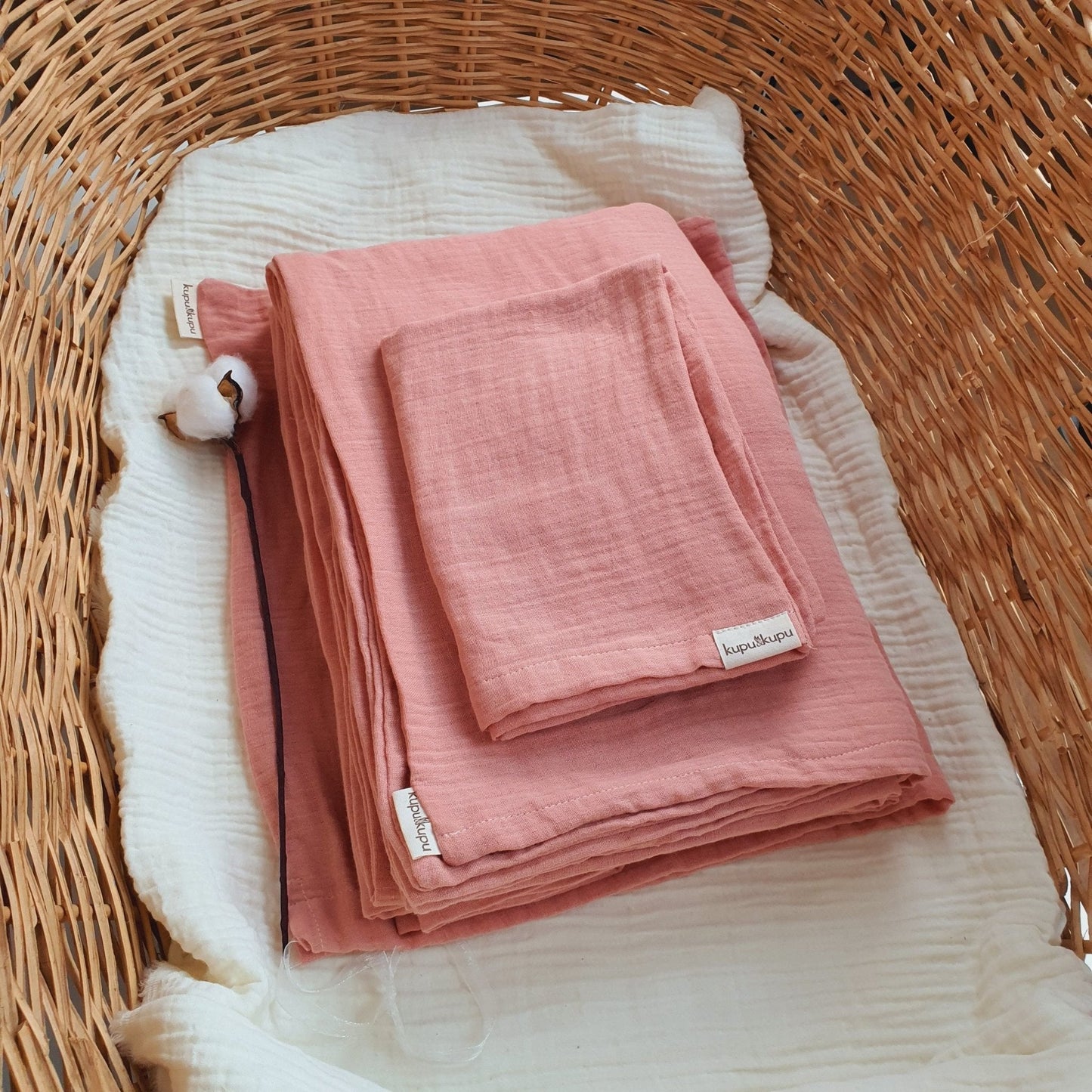 Müslin Kumaş Bebek Nevresim Takımı - Bali - Beyaz - Kupu&Kupu - 