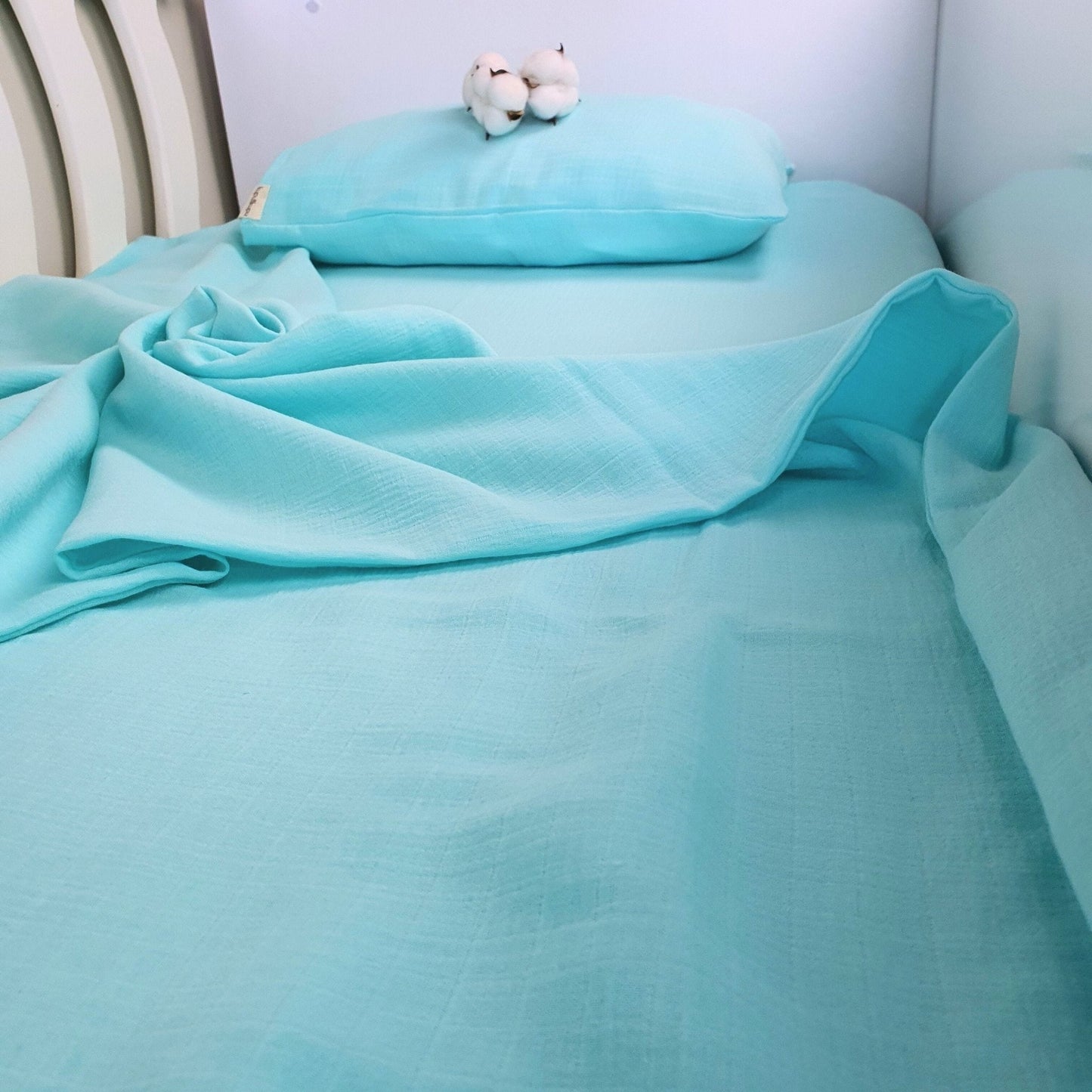 Müslin Kumaş Bebek Nevresim Takımı - Bali - Beyaz - Kupu&Kupu - 