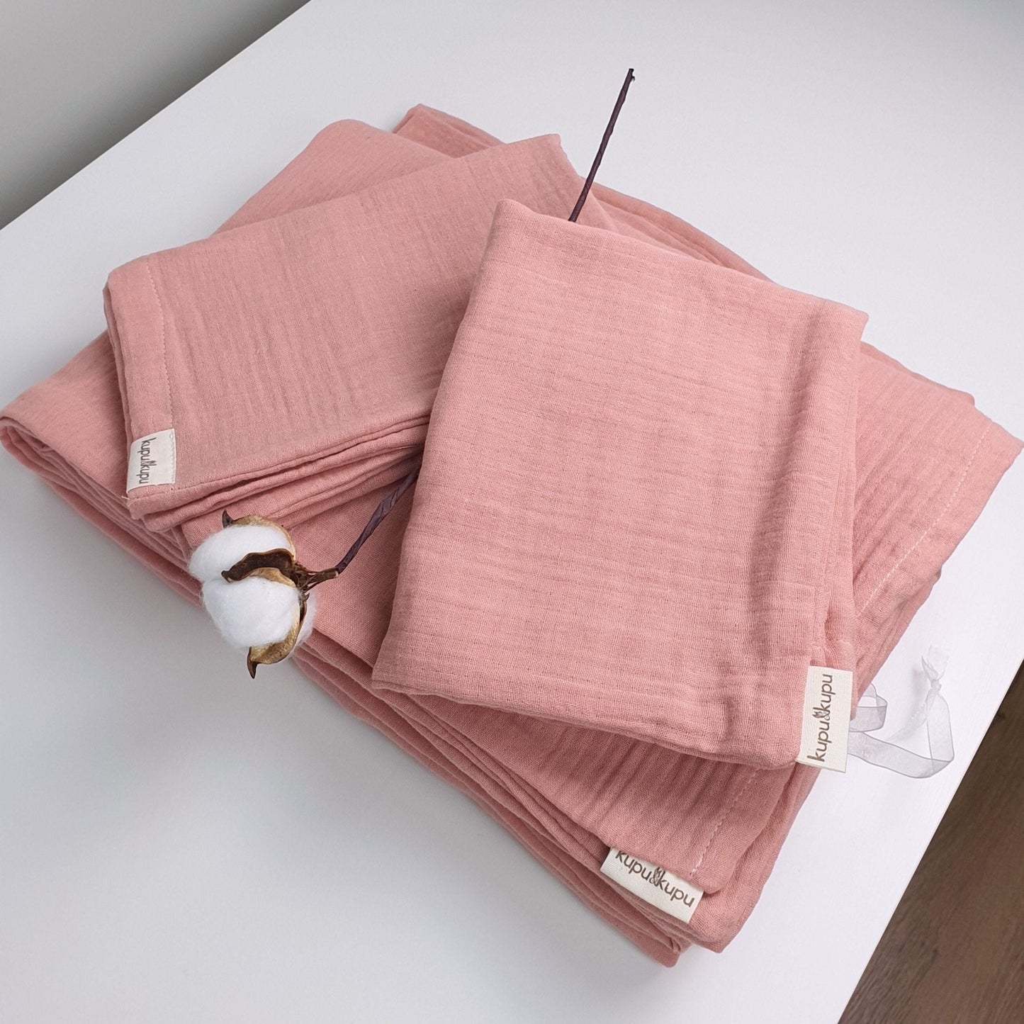 Müslin Kumaş Bebek Nevresim Takımı - Bali - Beyaz - Kupu&Kupu - 