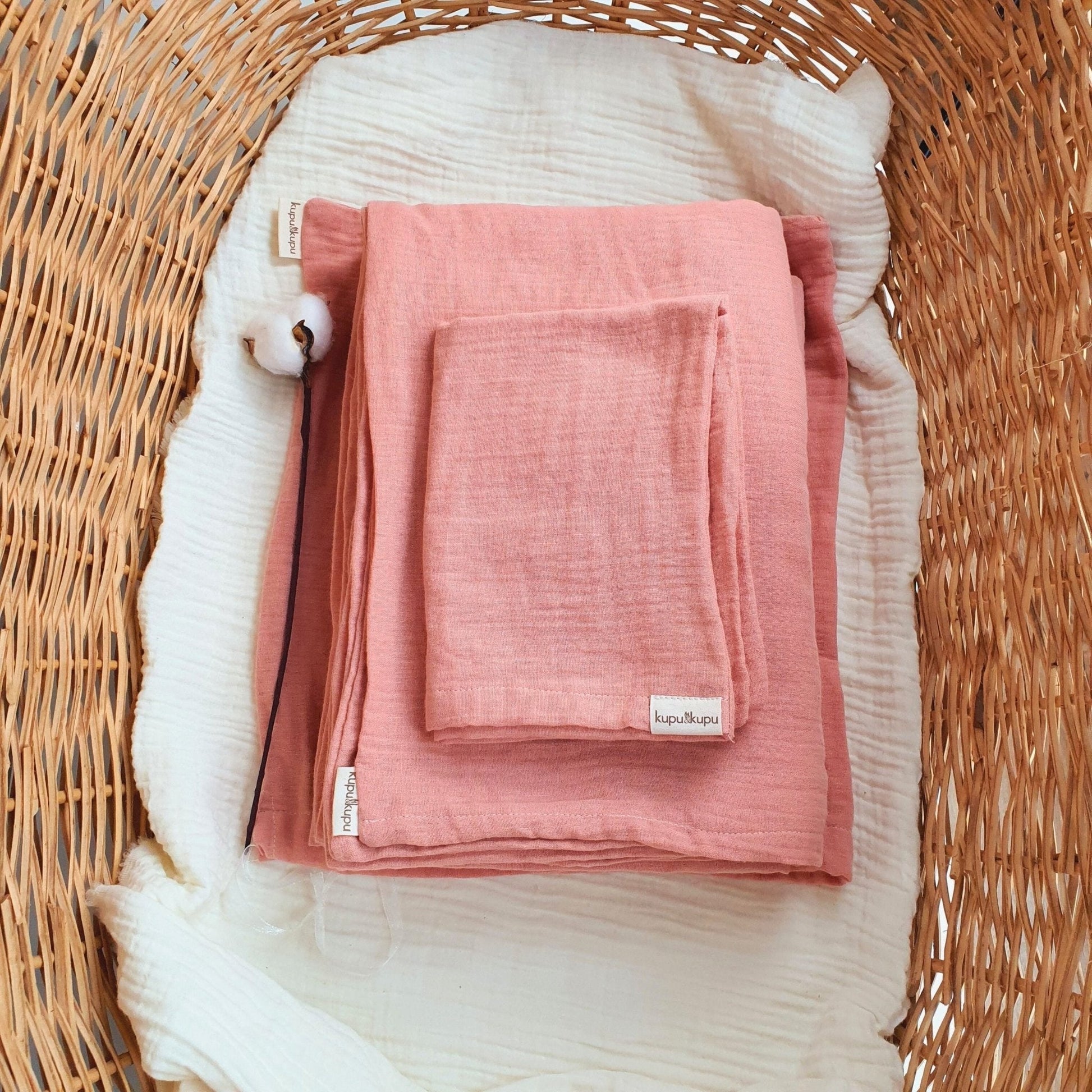 Müslin Kumaş Bebek Nevresim Takımı - Bali - Beyaz - Kupu&Kupu - 