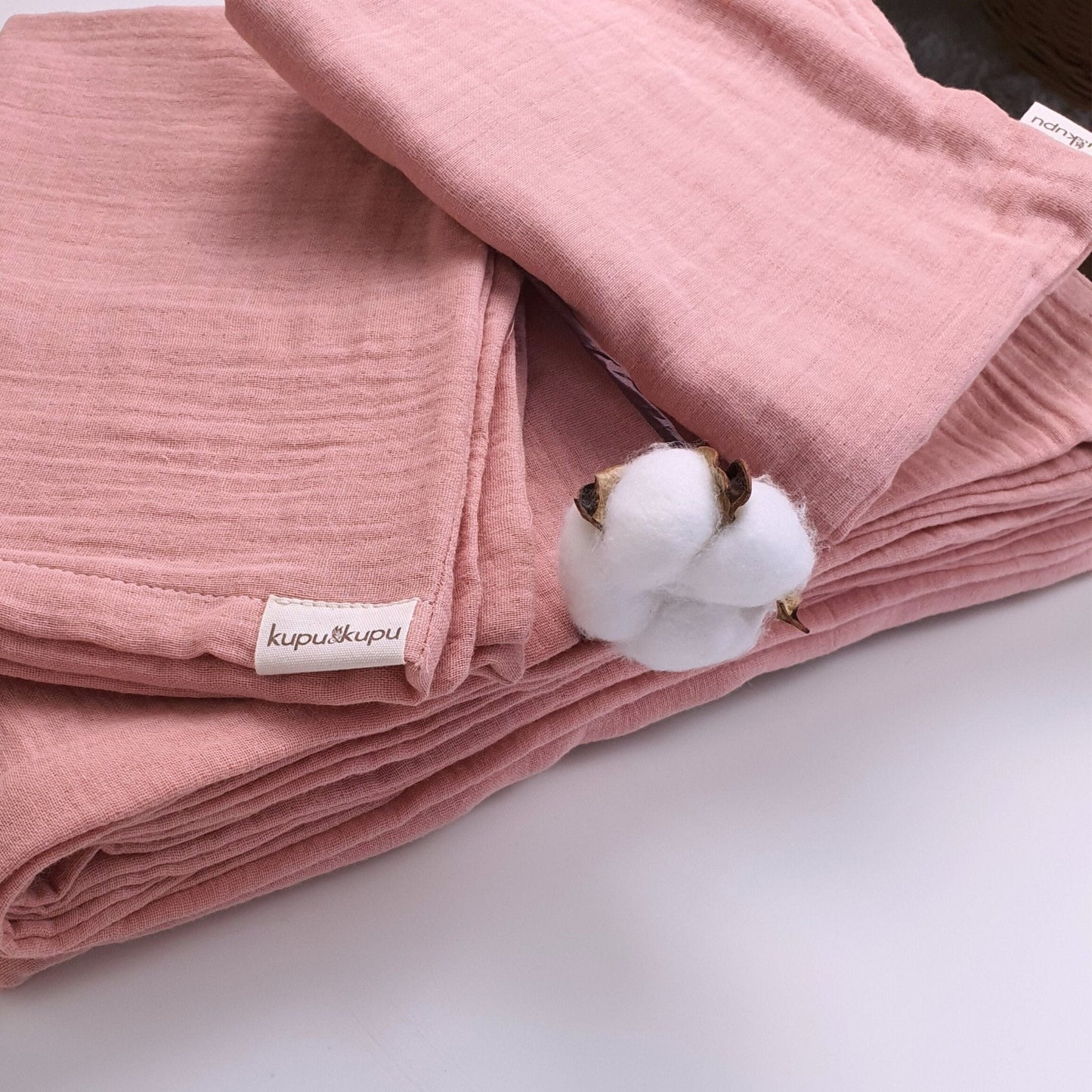 Müslin Kumaş Bebek Nevresim Takımı - Bali - Beyaz - Kupu&Kupu - 