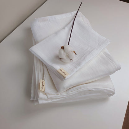 Müslin Kumaş Bebek Nevresim Takımı - Bali - Beyaz - Kupu&Kupu - 