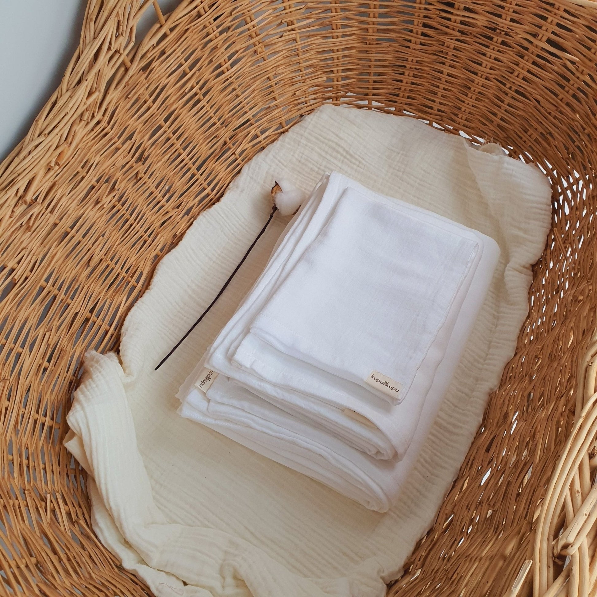 Müslin Kumaş Bebek Nevresim Takımı - Bali - Beyaz - Kupu&Kupu - 