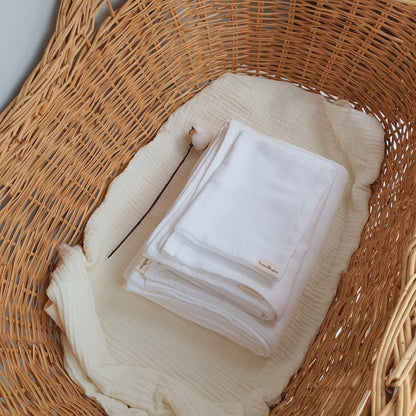 Müslin Kumaş Bebek Nevresim Takımı - Bali - Beyaz - Kupu&Kupu - 