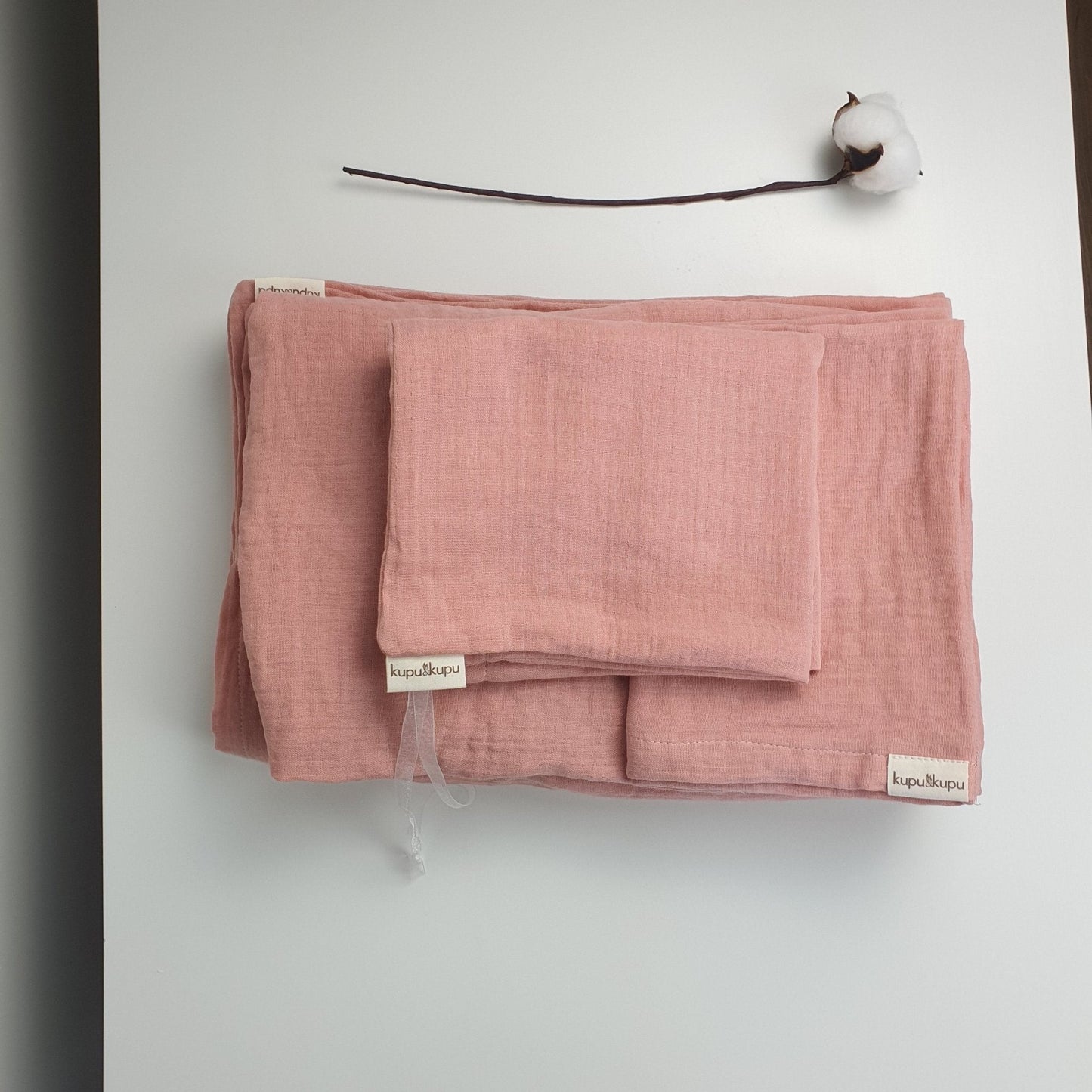 Müslin Kumaş Bebek Nevresim Takımı - Bali - Beyaz - Kupu&Kupu - 