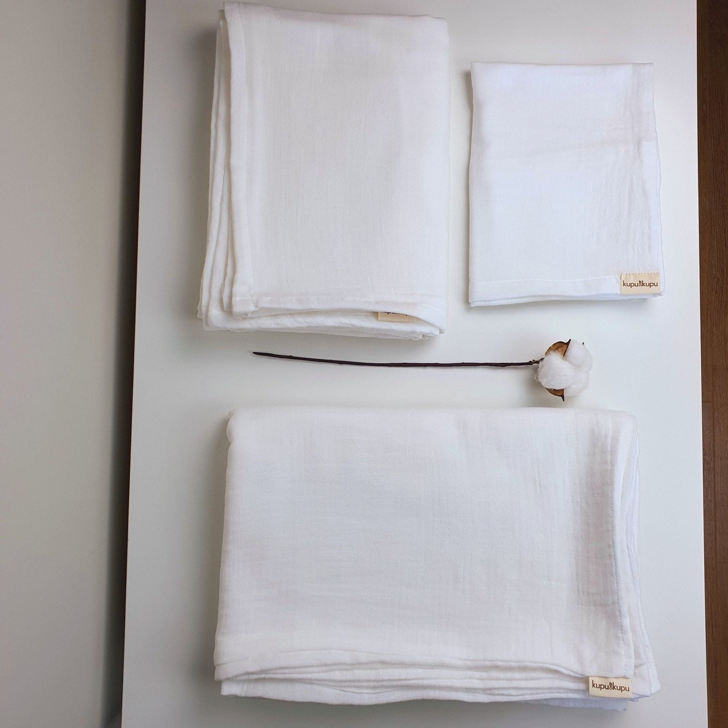 Müslin Kumaş Bebek Nevresim Takımı - Bali - Beyaz - Kupu&Kupu - 