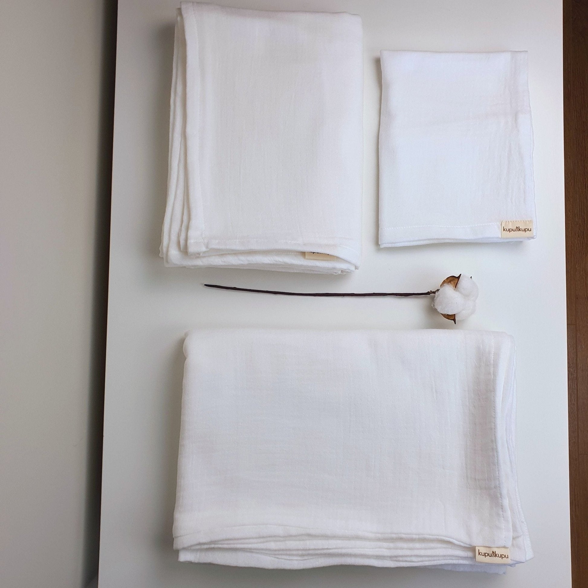 Müslin Kumaş Bebek Nevresim Takımı - Bali - Beyaz - Kupu&Kupu - 