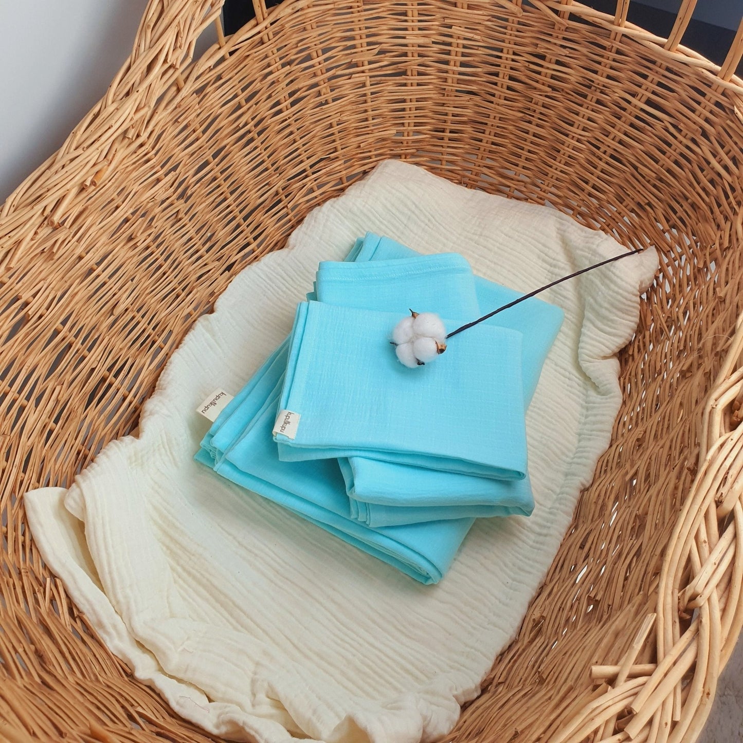 Müslin Kumaş Bebek Nevresim Takımı - Bali - Beyaz - Kupu&Kupu - 