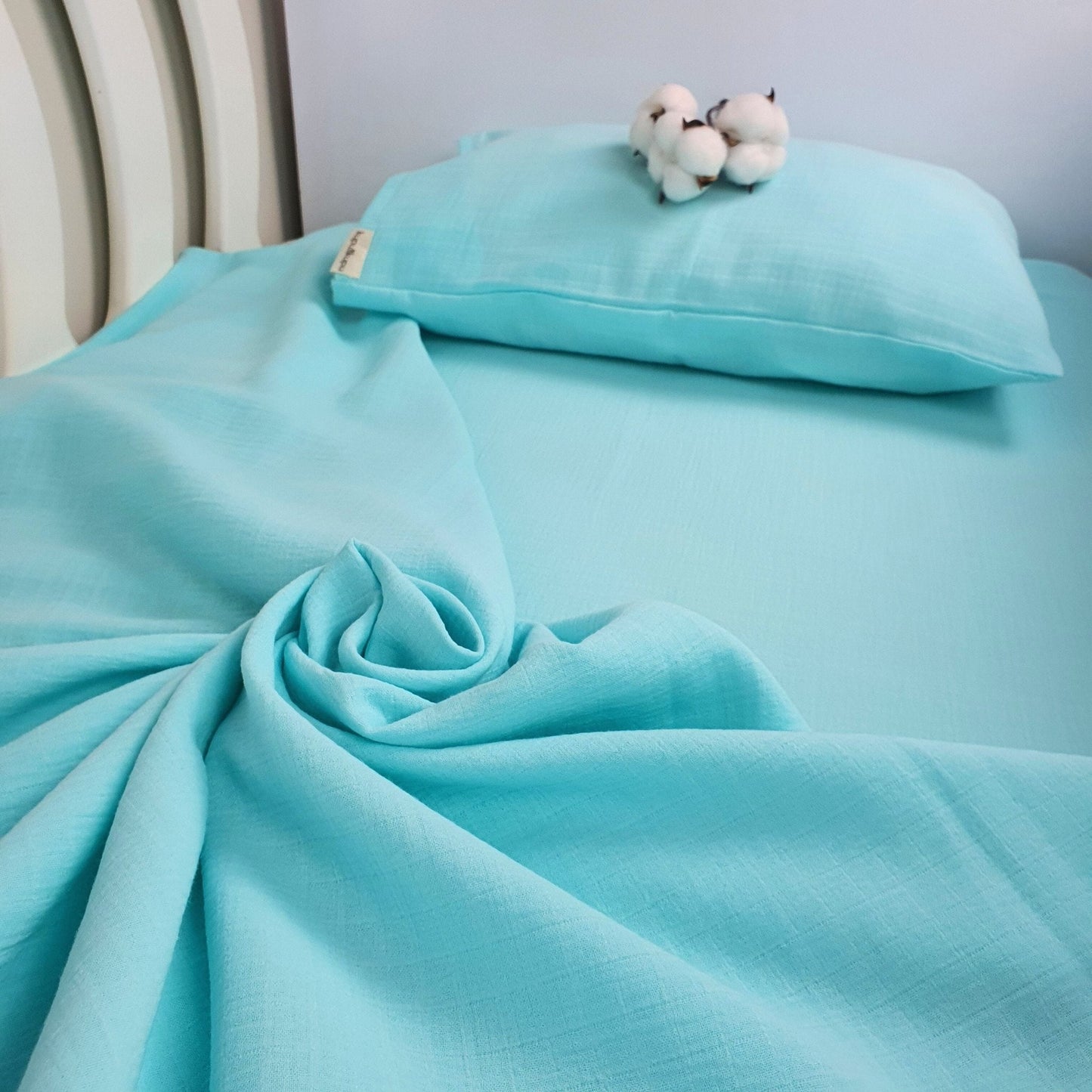 Müslin Kumaş Bebek Nevresim Takımı - Bali - Beyaz - Kupu&Kupu - 