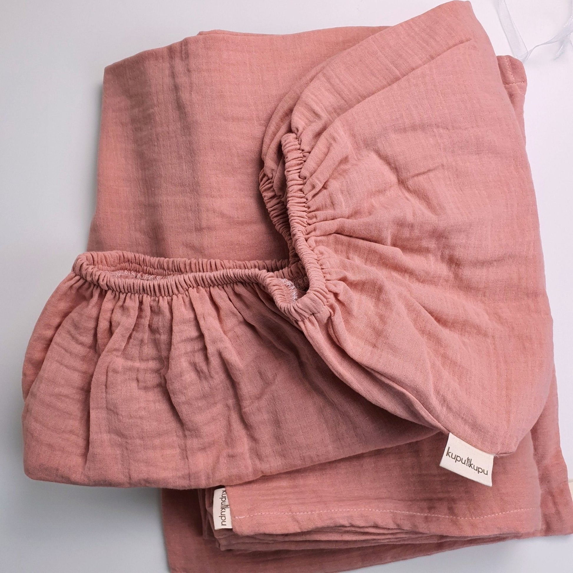 Müslin Kumaş Bebek Nevresim Takımı - Bali - Beyaz - Kupu&Kupu - 