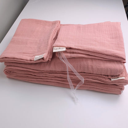 Müslin Kumaş Bebek Nevresim Takımı - Bali - Beyaz - Kupu&Kupu - 