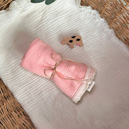 3'lü Ağız Mendili ve Müslin Örtü Seti - Pudra